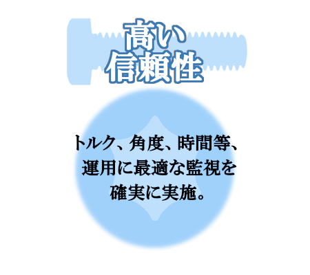 トルク、角度、時間など、運用に最適な監視を実施する高い信頼性